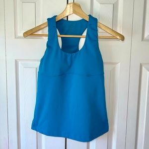 Athleta racerback tank w/built in bra aqua Sz 34A